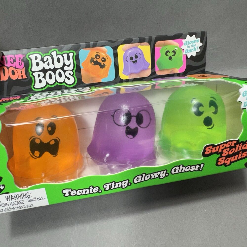 Schylling NeeDoh Baby Boos Glow in the Dark Ghost Squeeze Toy 3 Pack